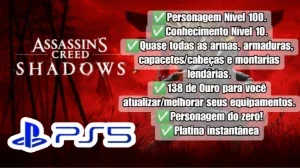 Assassin's Creed Shadows PS5 - Nivel, armaduras, armas, ouro