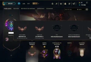 Bronze 3 com TODOS os Champs e 100 Skins ( Nivel 504 )