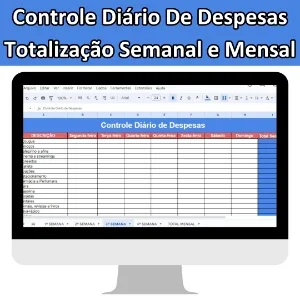 Planilha Controle Diário De Despesas (Semanal E Mensal)
