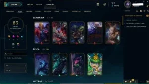 CONTA LOL 128 CHAMPIONS PLATINA 1 MMR DIAMANTE 85 SKINS