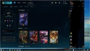 CONTA DE LOL OURO 1 75 PDL BORDA PLATINA SKINS E CAMPEOS