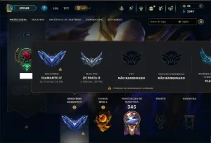 Diamante 4 com TODOS os Champs e 99 Skins ( SUP / ADC )