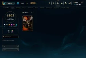 Continha de lol com 1808 skins várias raras todas pax