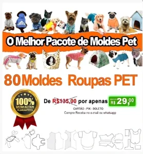 Kit 80 Moldes Roupas Pet Cães E Gatos + Modelagem Cirúrgica
