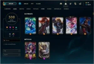 Conta lol, lv 342, 308 skins
