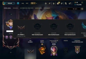Unranked com TODOS os Champs e 156 Skins +1 Prestigio