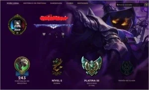 CONTA LEAGUE OF LEGENDS - PLATINA 3 (BORDA DIAMANTE)