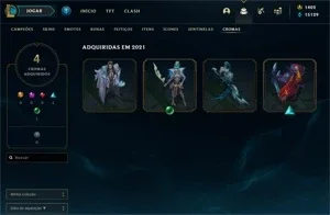 conta league of legends 800 reais em skins BARATO