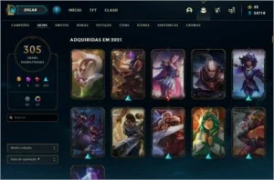 Conta mestre, 305 skins, todos os champs, lvl 531