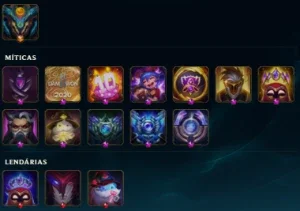 Conta lol diamantes IV full champs, 466 skins diversos raros