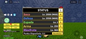 Conta de Blox Fruit - 2000 Lvl -