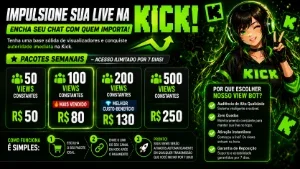 Views Para Sua Live na Kick Pacotes de Views Kick
