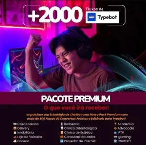 Pack + de 2.000 Fluxos Extremamente Premium Typebot