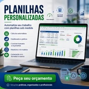 Faço Planilhas Personalizadas para automatizar seu trabalho
