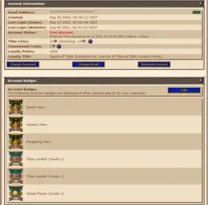 Conta Tibia 20% Loyalty Points