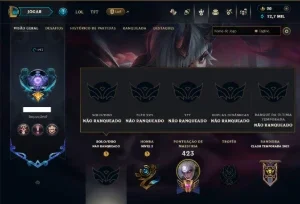 Unranked com 125 Champs e 126 Skins +3 Prestigios