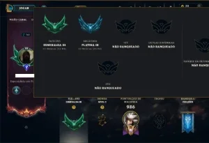 Platina 3 com TODOS os Champs e 322 Skins ( JG / TOP / ADC )