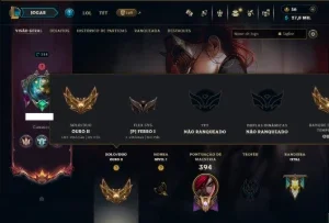 Ouro 2 com TODOS os Champs e 60 Skins ( MID / JG  / TOP )