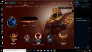 Conta Gold V, 103 skins  e quase todos os champions