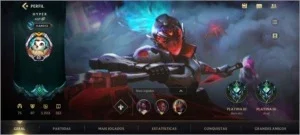 Conta Wild Rift / Platina 4 / 67 skins / 75 campeões
