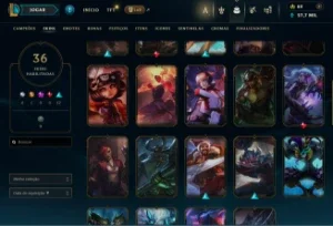 conta league of legends cheia de skins