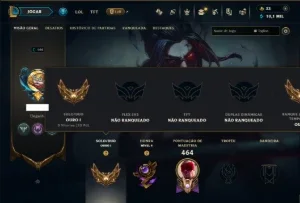 Ouro 1 com TODOS os Champs e 228 Skins ( JG / MID / ADC )