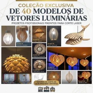 Pack 40 Vetores Luminárias Abajur Corte MDF Laser Router CNC