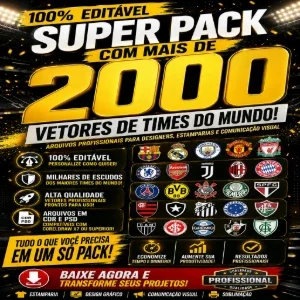 Pack 2 Mil Escudos Brasões de Times de Futebol - Editáveis