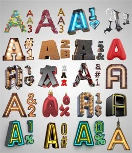 Pack exclusivo com Letras e número 3D