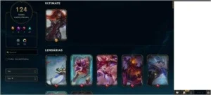Conta league of legends lvl 176, 124 skins MMR plat 1 SV BR