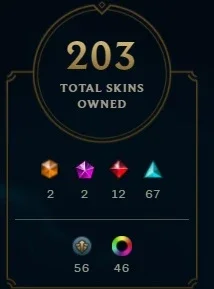 conta de lol diamante 3 com 200 skins +1230 rp