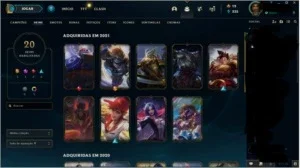 CONTA COM 8 GEMAS 20 SKINS 1010 ESPOLIOS EZREAL ULTIMATE