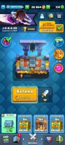 Conta arena 17 muito boa 6000 mil troféu,  cartas nlv 14,12