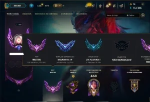 Diamante 4 com TODOS os Champs e 96 Skins ( TOP / MID / ADC)