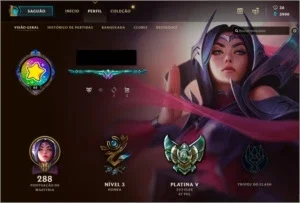 Conta League of Legends plat 5 todo os Champs e 56 Skins