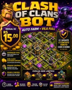 Clash Of Clans Bot: Auto Farm + Vila Full mensal de R$15,00