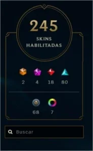 Conta Ouro 1, todos os champs, 245 skins