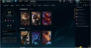 Conta Sem elo./elo anterior diamante 5. 118 Champs/ 38 skins