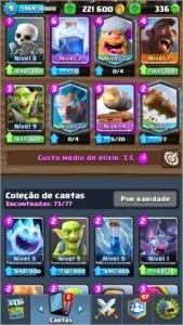 Conta Clash Royale, Lv9 + 220mil DE OURO +3k Trofeus