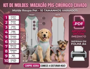 Molde Roupa Pós Cirúrgica Pet 10 Tamanhos – Cavado