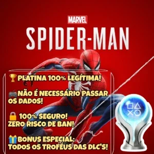 Spider-man (PS4/PS5) - Troféu de Platina + DLC'S 100% Seguro