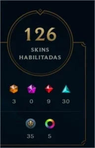 Conta LOL diamante 5 full champ 126 skins