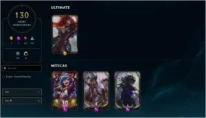 CONTA LEAGUE OF LEGENDS 130 SKINS 2 PRESTÍGIOS