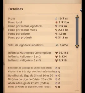 Conta Albion 3 Bn De Fama + 350M De Prata