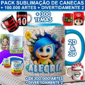 Pack Sublimação Para Canecas + De 100.000 + Divertidamente 2