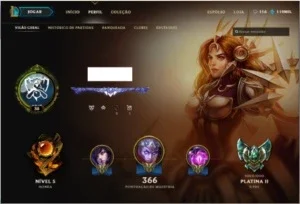 Conta com 119K IP, 63 skins, Platina II, todos campeões