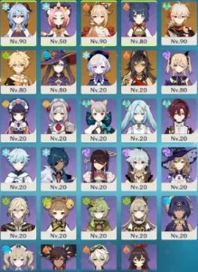 Conta Genshin Ganyu com Bis 2 Kazuha Mona Yoimiya Qiqi Dehya