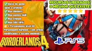 Borderlands 4 (PS5) - Dinheiro, LvL, Skill, sdu, armas, etc!