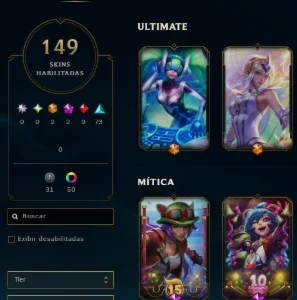 Conta league of legends lvl 223, 149 skins (2 ultimates)
