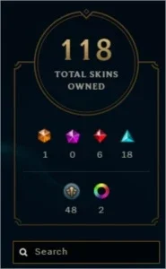 conta lol 118 champs e 118 skins